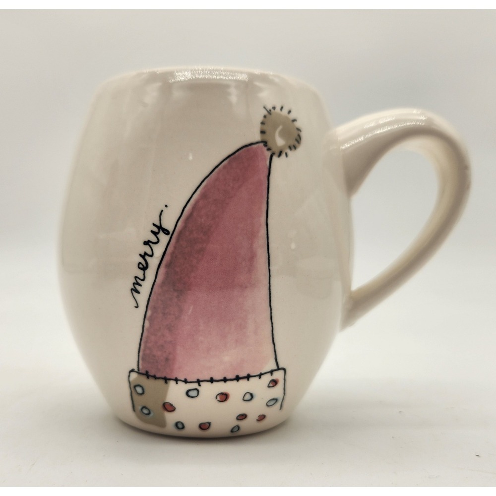 Magenta May Your‎ Days Be Merry Ceramic Coffee Mug Pink Interior Dishwasher Safe